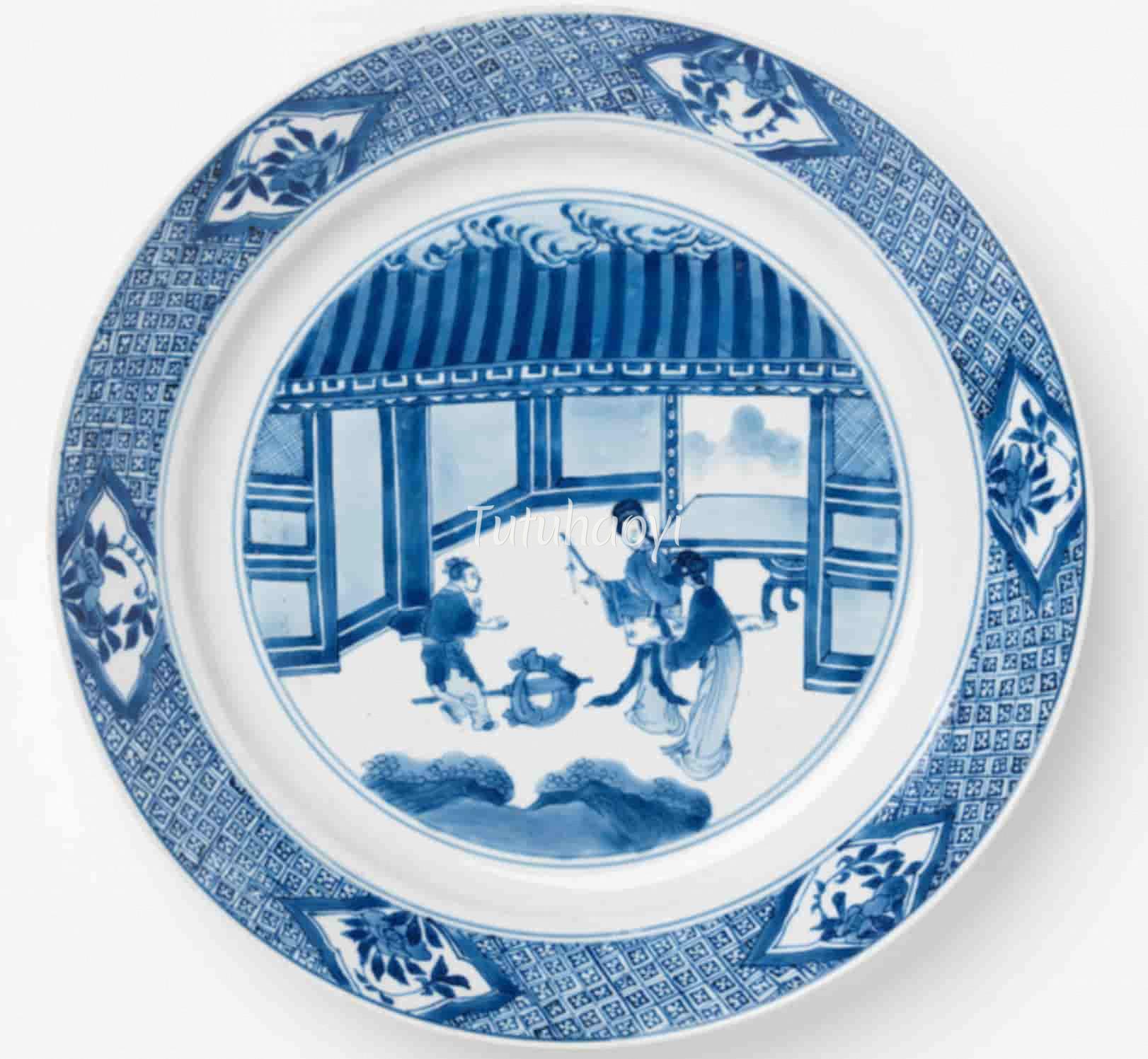 Kangxi plate depicting a scene in the Romance of the Western Chamber