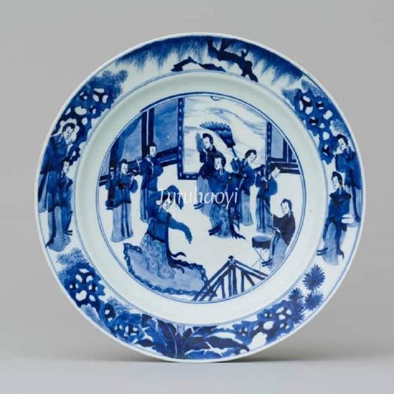 Dresden porcelain plate Xiwangmu birthday party