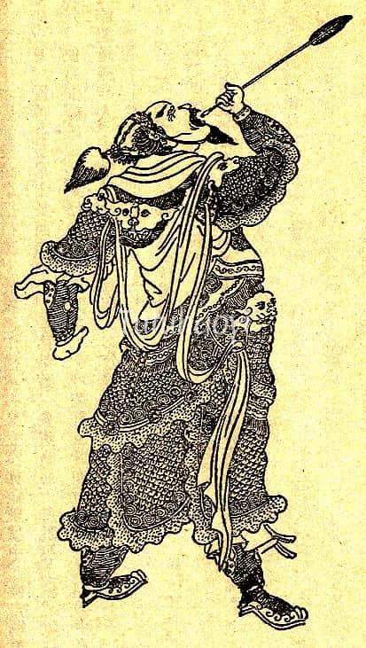 woodblock print of Xiahou Dun