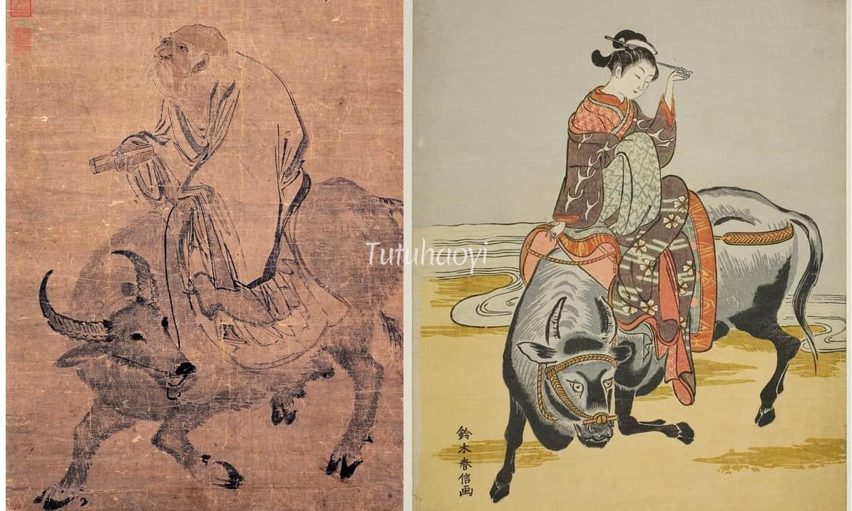 comparison of image of Laozi Riding on a Buffalo