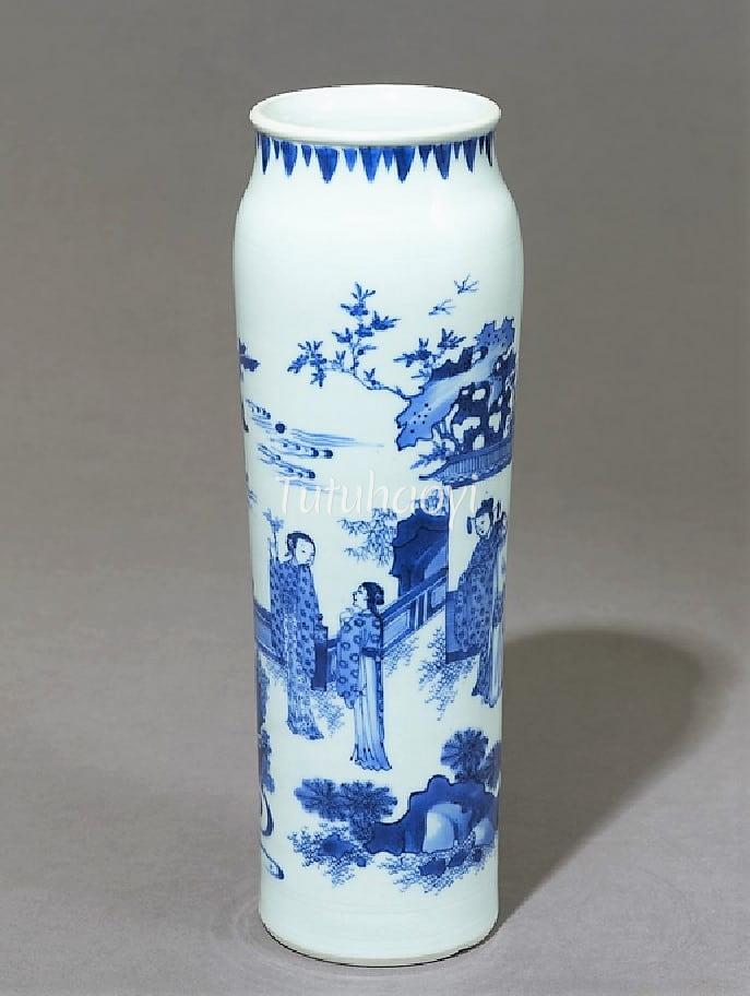 英国牛津大学阿什莫林博物馆青花人物故事图纹筒瓶