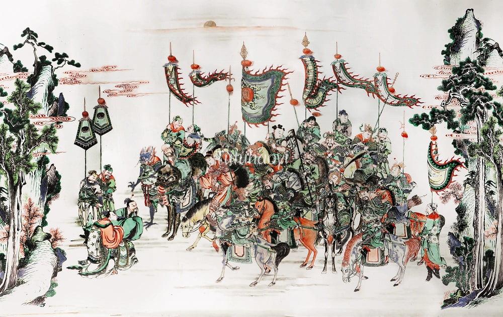 Bo Yi and Shu Qi stopping the marching troop of Jiang Ziya and King Wu
