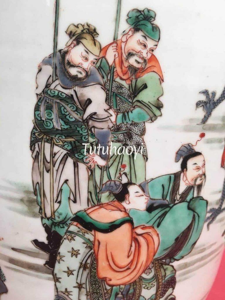 famille verte rouleau vase depicting Bo Yi and Shu Qi