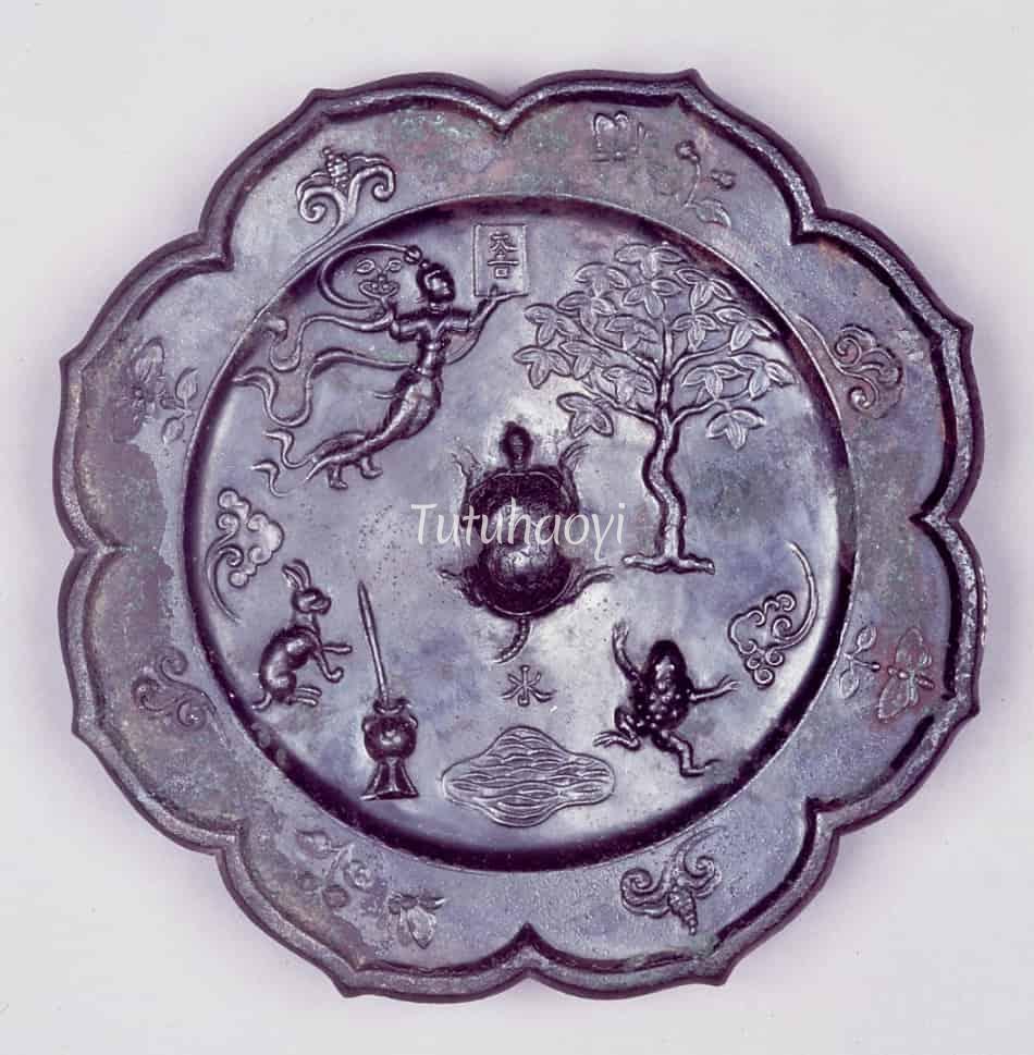 bronze mirror Chang E hare osmanthus tree toad tortoise