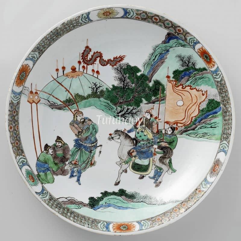 Kangxi porcelain dish General Guo deterring enemy