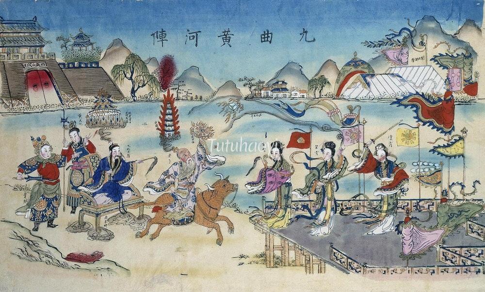 New-year print of a scene from The Creation of the Gods 九曲黄河阵