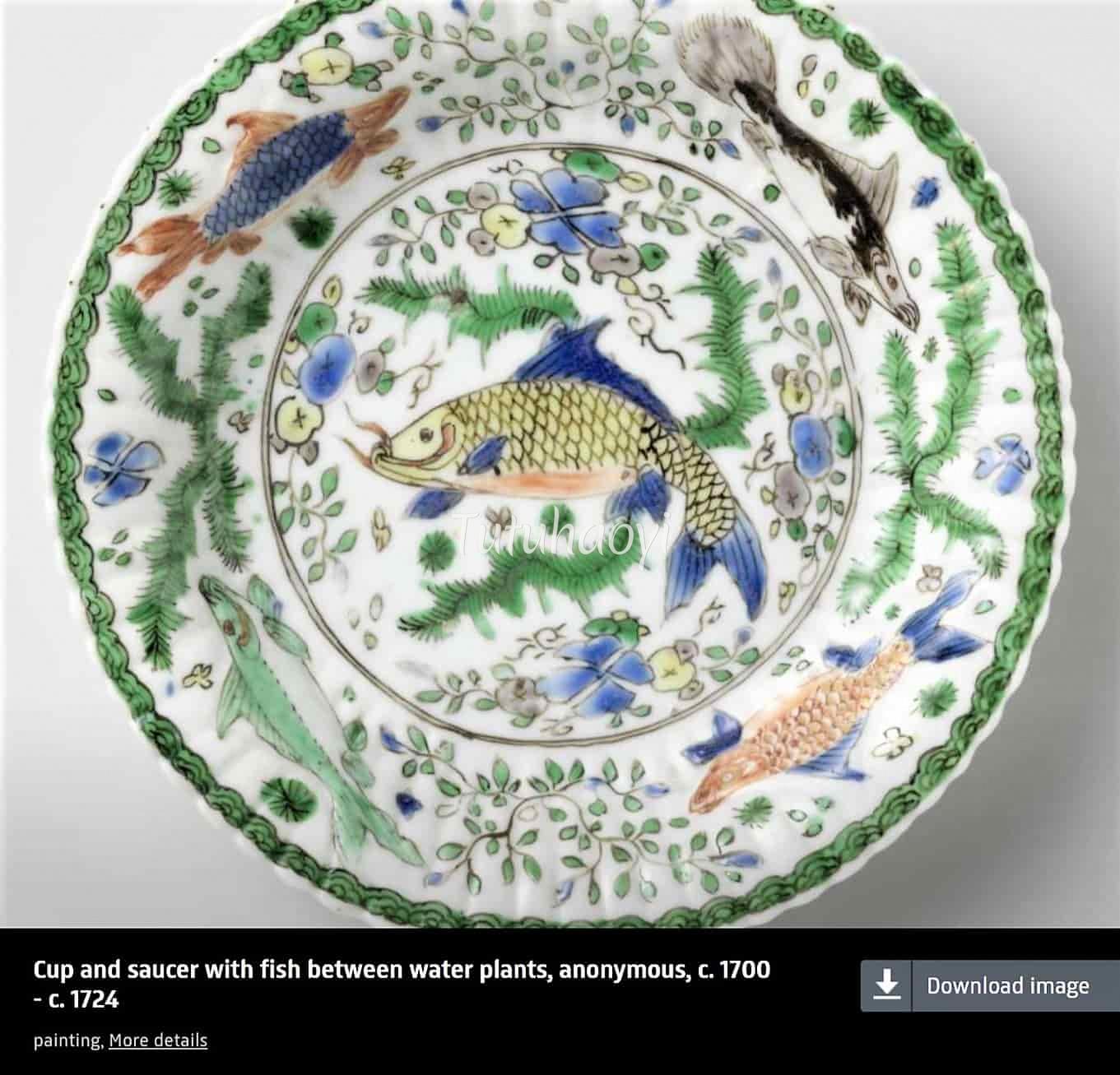 porcelain dish with underglaze blue and overglaze enamel Rijksmuseum