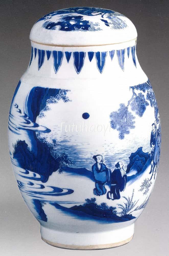 blue-and-white porcelain jar from Chongzhen period 