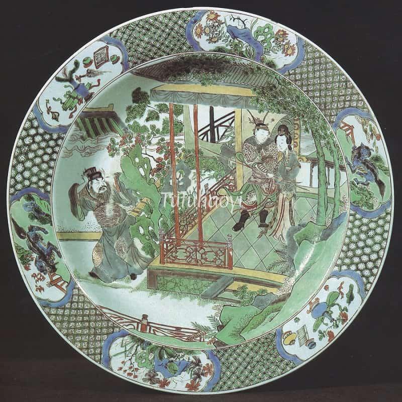 Lv Bu Diao Chan Dong Zhuo porcelain dish