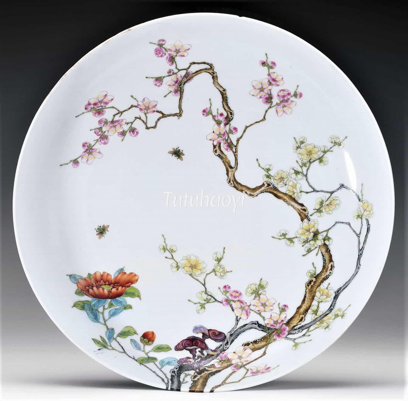 plum blossom on porcelain dish Baur Fondation