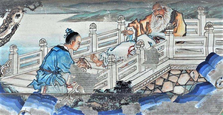 张良圯桥拾履颐和园长廊壁画