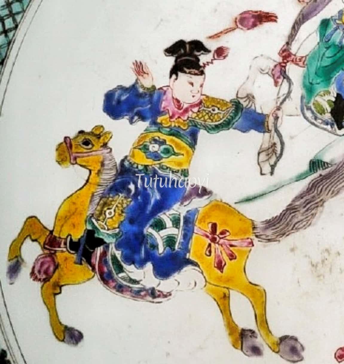 porcelain painting of battle with Xiaohou Dun