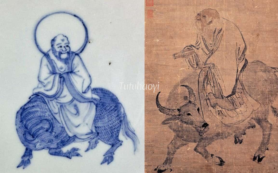 Laozi riding on a buffalo image comparison