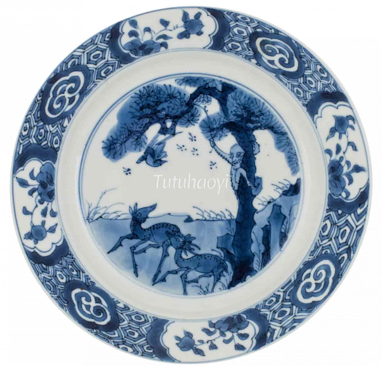 爵禄封侯 康熙瓷盘 洁蕊堂 图图好意