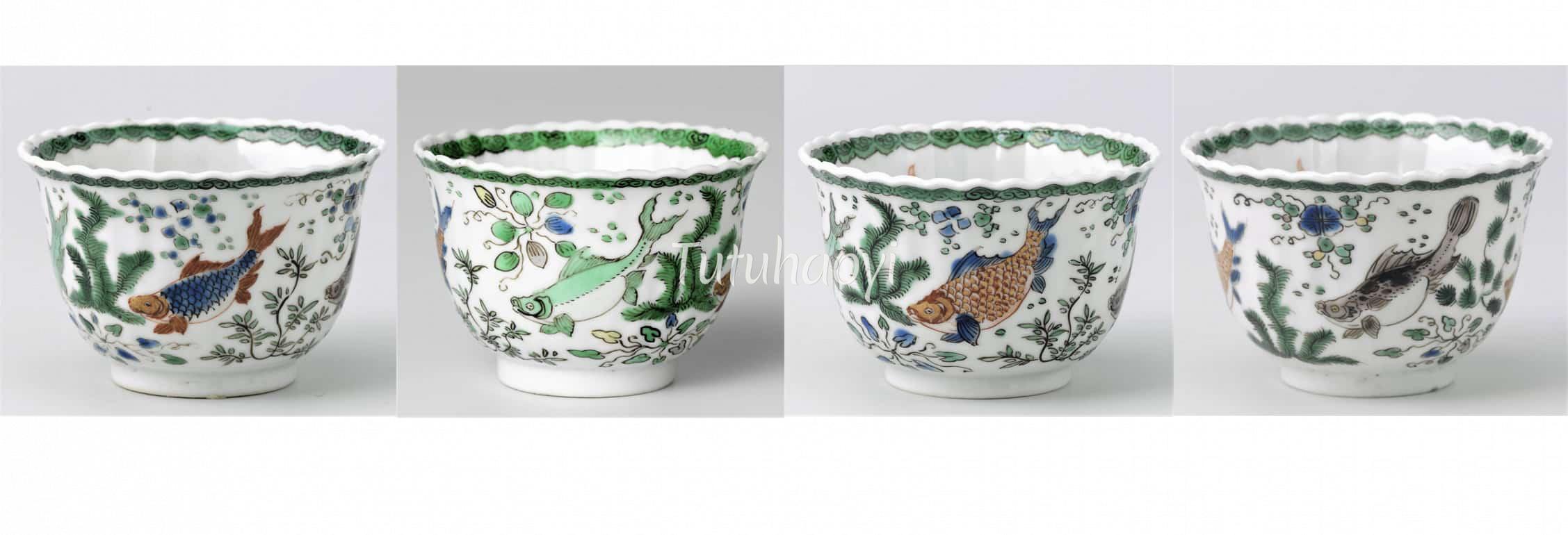 porcelain cup with underglaze blue and overglaze enamel 清白廉洁