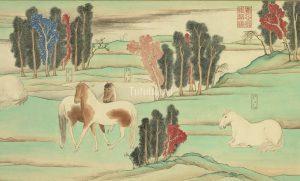 故宮博物院　金画　八駿圖(Eight Horses) Oriental Print Eight Horses By L Shih-ning National Palace